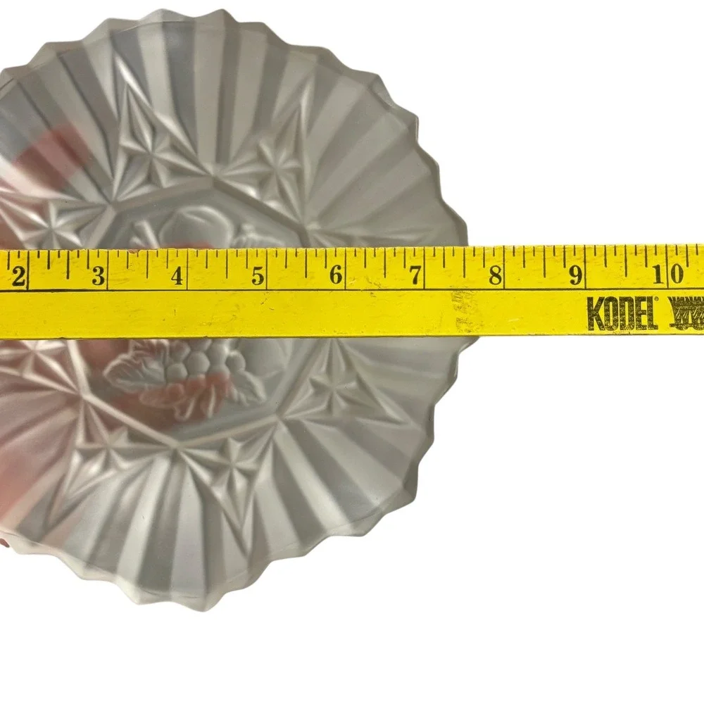 Vintage Frosted Glass Fruit Design Bowl Trinket Dish‎ Decor